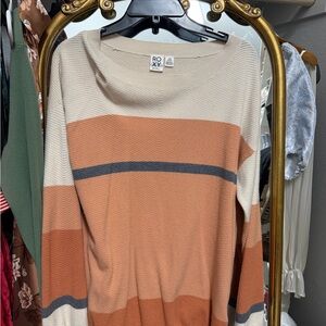 Roxy Colorblock Sweater in Cream and Orange